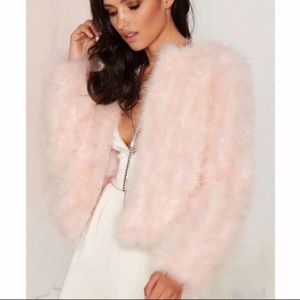 JOA Nasty Gal Pink Maribou Feather Jacket